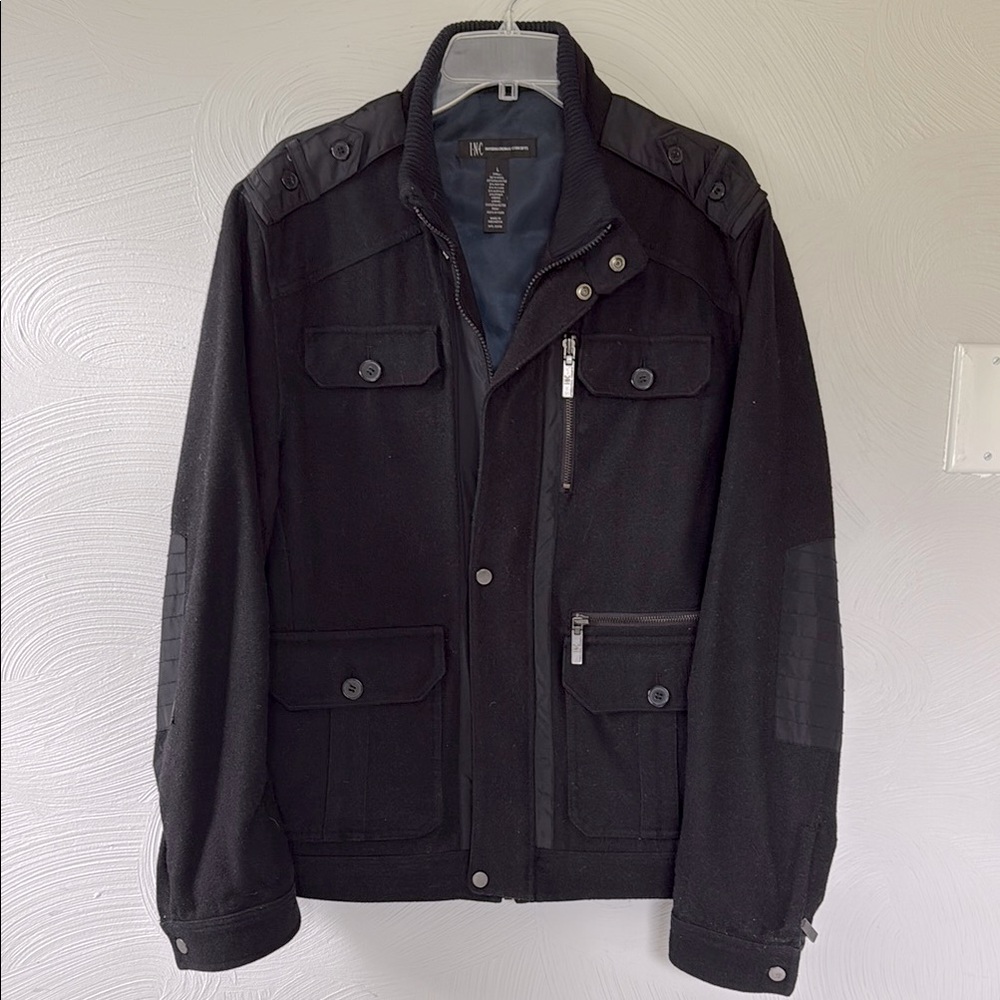 Black INC military-inspired wool-blend winter field jacket